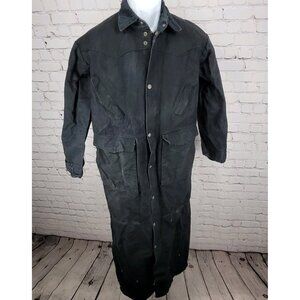 Schaefer Finest Ranchwear Black Canvas Duster Riding Western Jacket USA Medium M